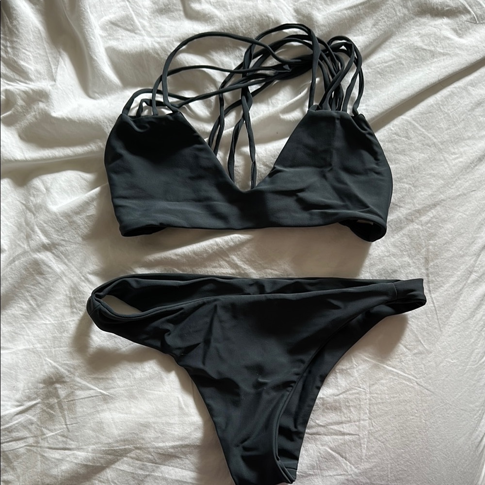 Mikoh Gray Strappy Bikini Set